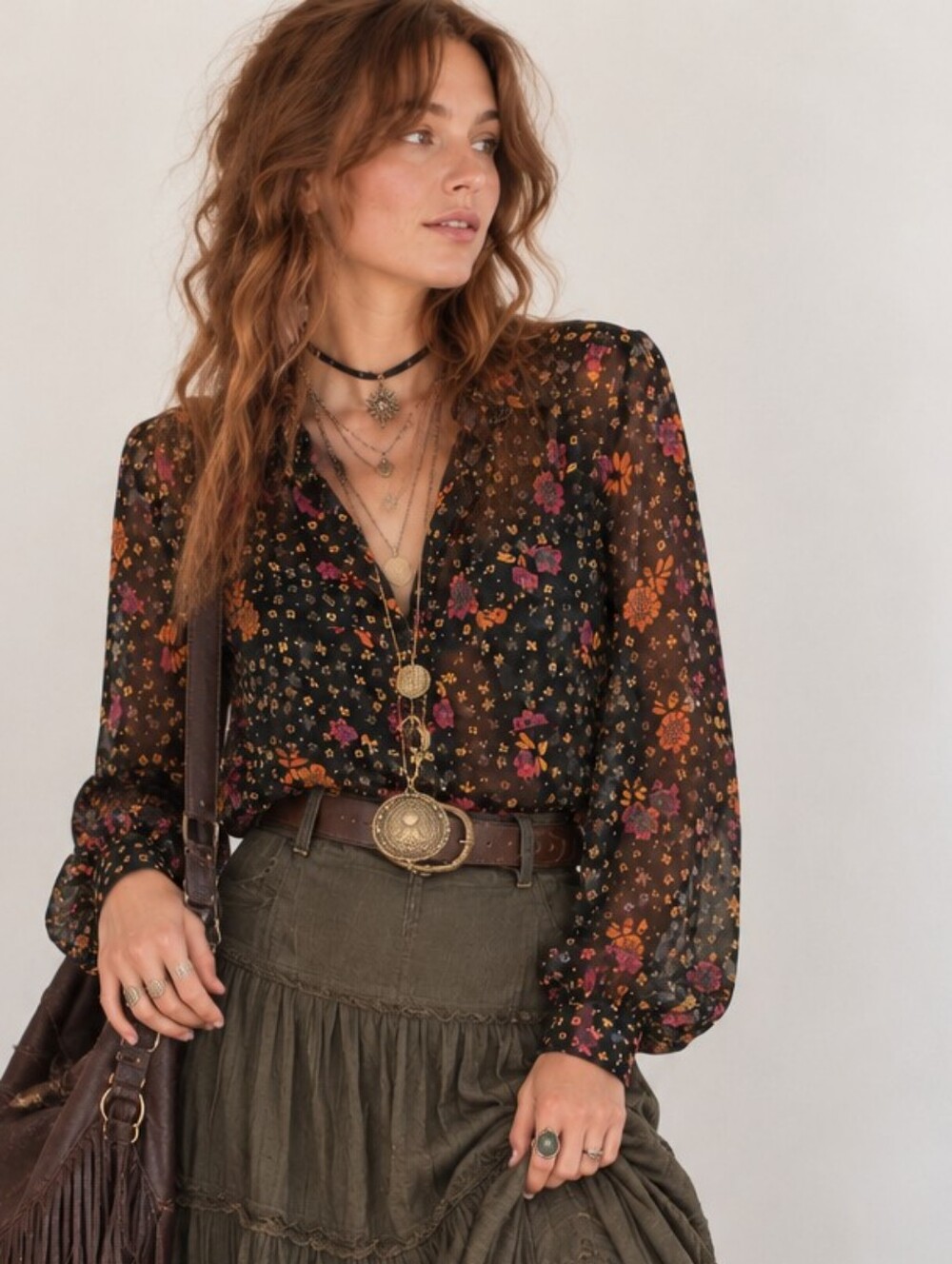 Whimsigoth Moody Florals Sheer Blouse LOFT Dark Romance Black Polka Dot Top S